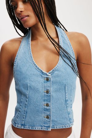 Harley Denim Halter Vest