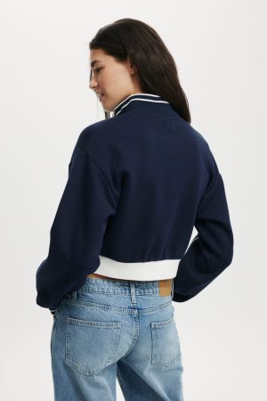 Graphic Cropped Zip Through