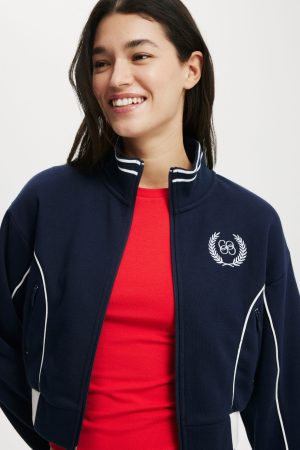 Graphic Cropped Zip Through