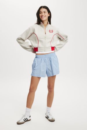 Graphic Cropped Zip Through