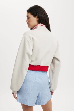 Graphic Cropped Zip Through