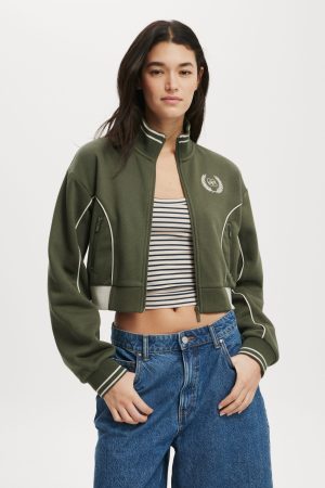 Graphic Cropped Zip Through