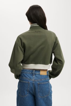 Graphic Cropped Zip Through