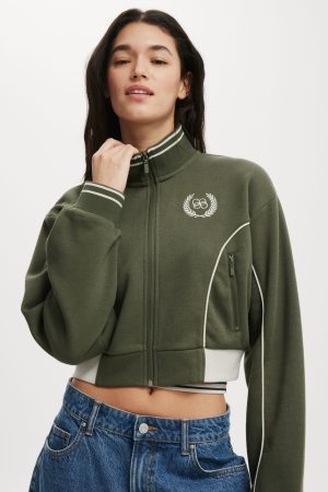 Graphic Cropped Zip Through