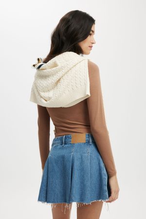 Pleated Denim Mini Skirt