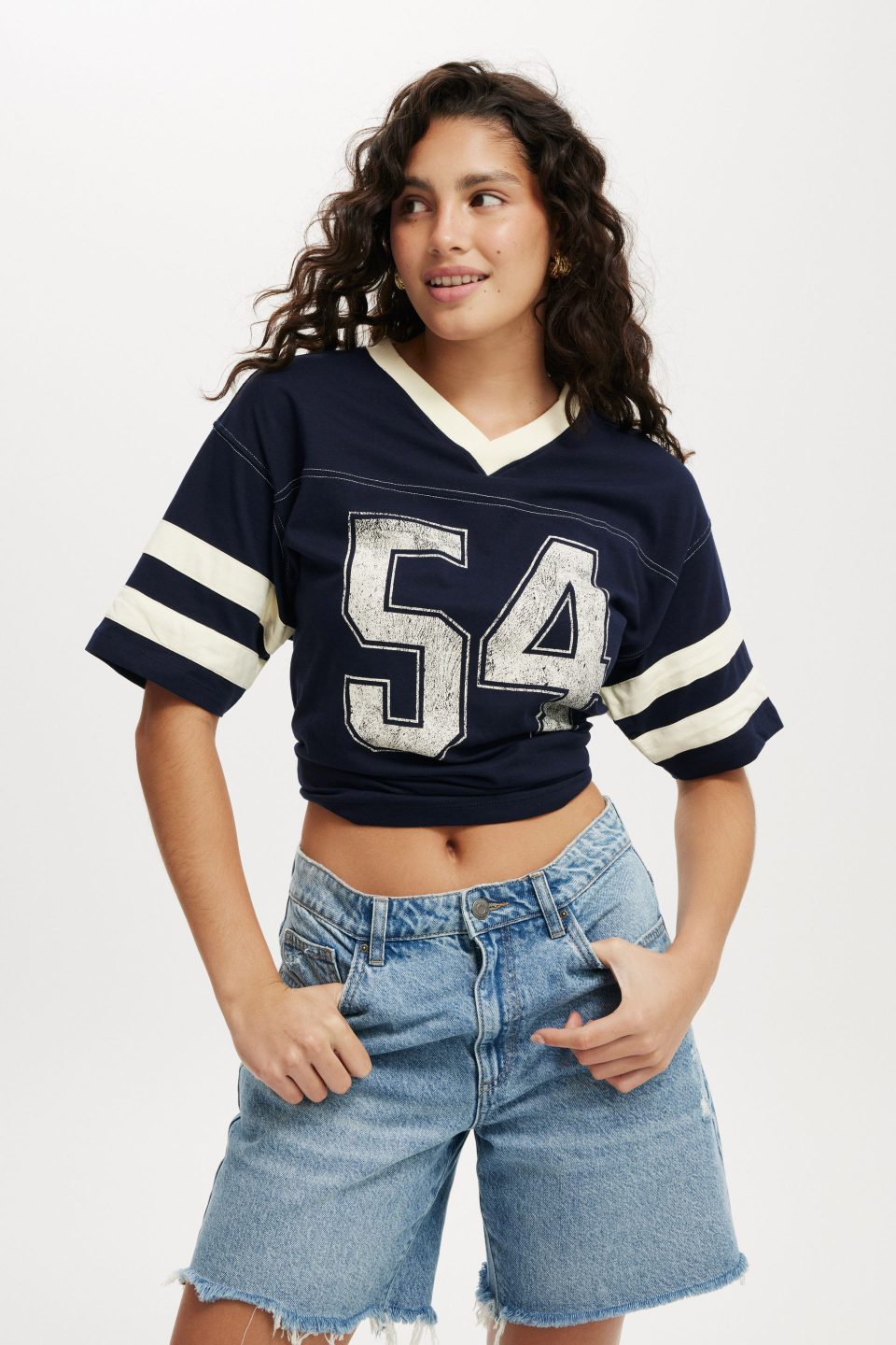 V Neck Oversized Graphic Tee