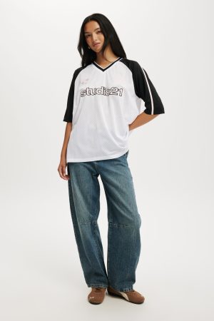 Oversized V Neck Raglan Jersey