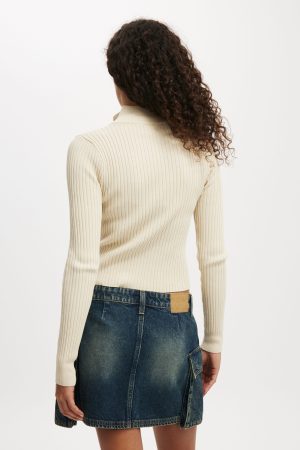 Double Rib Zip Collar Cardigan