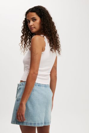 Wrapped Denim Mini Skirt