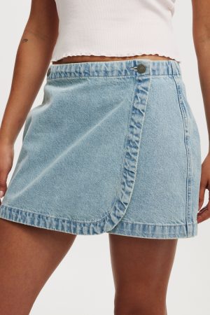 Wrapped Denim Mini Skirt