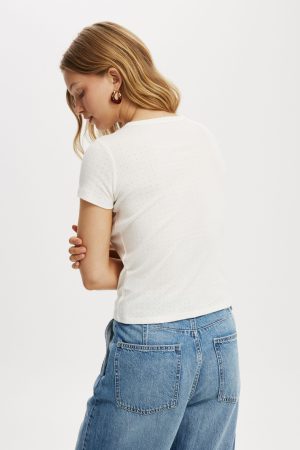 Fitted Graphic Pointelle Longline Tee