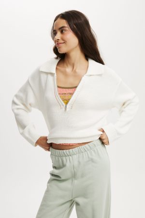 Cotton Half Zip Collar Pullover