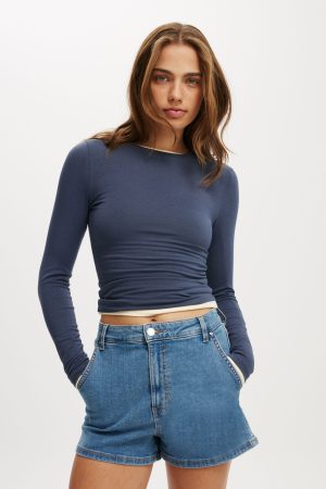 High Rise Micro Denim Short