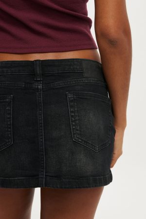 Micro Low Denim Skirt