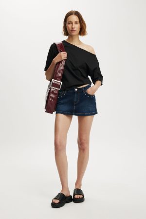 Micro Low Denim Skirt