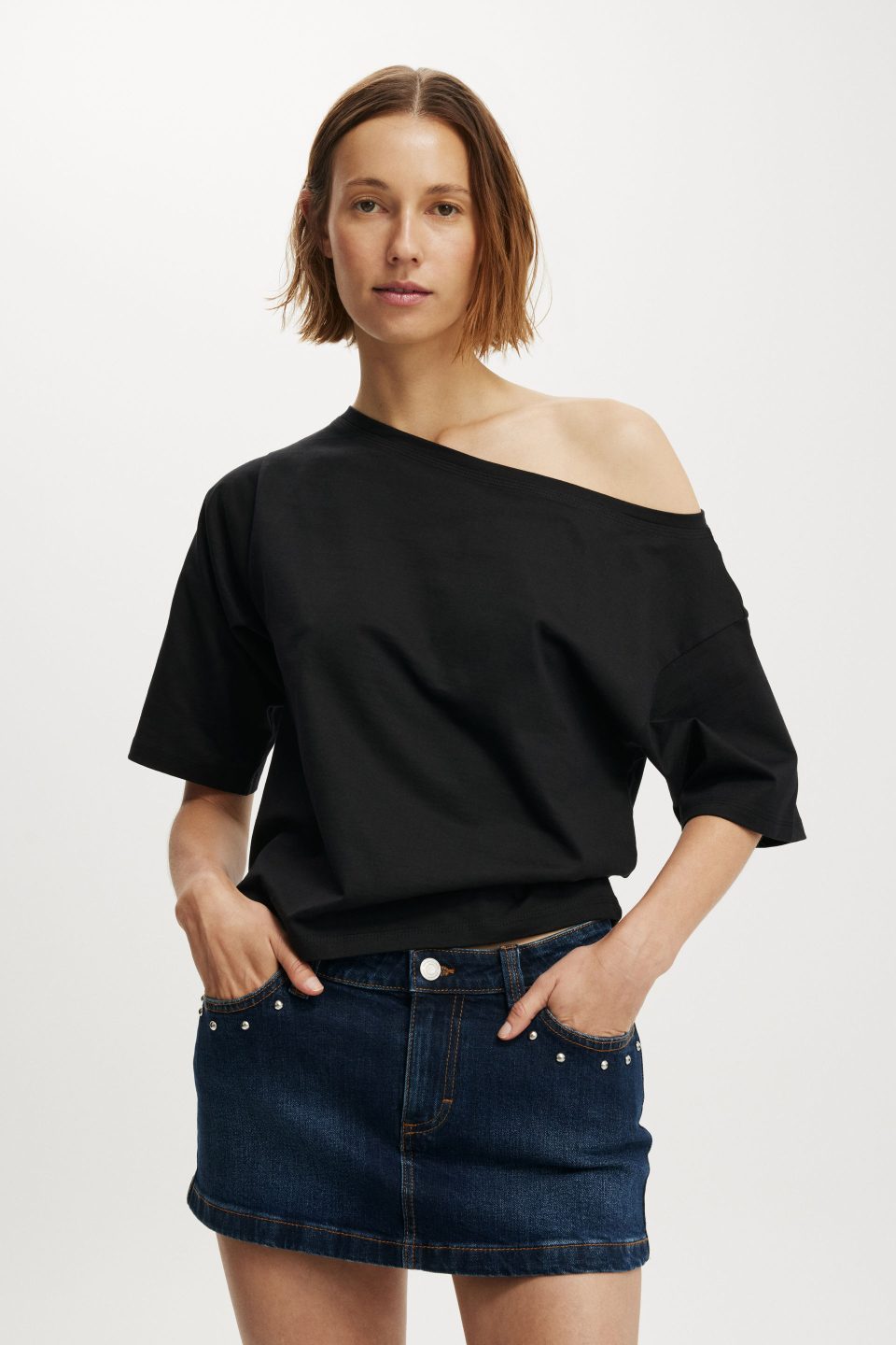 Micro Low Denim Skirt