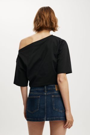 Micro Low Denim Skirt