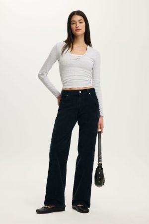Low Rise Straight Cord Pant