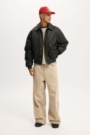 Vintage Faux Leather Bomber