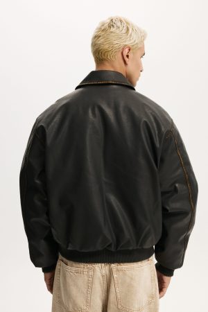 Vintage Faux Leather Bomber