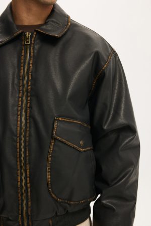 Vintage Faux Leather Bomber
