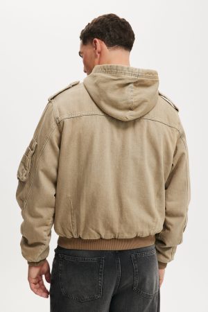 Denim Hooded Bomber Jacket