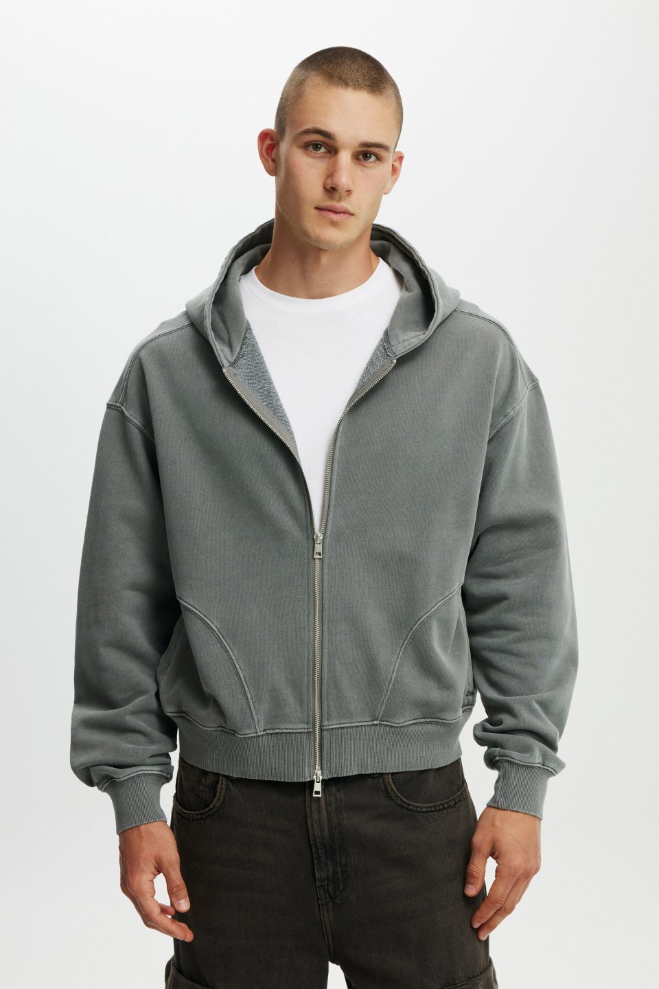 Cropped Zip Up Hoodie