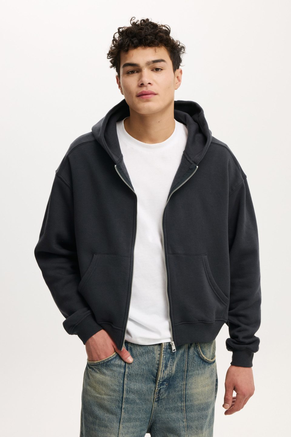 Cropped Zip Up Hoodie