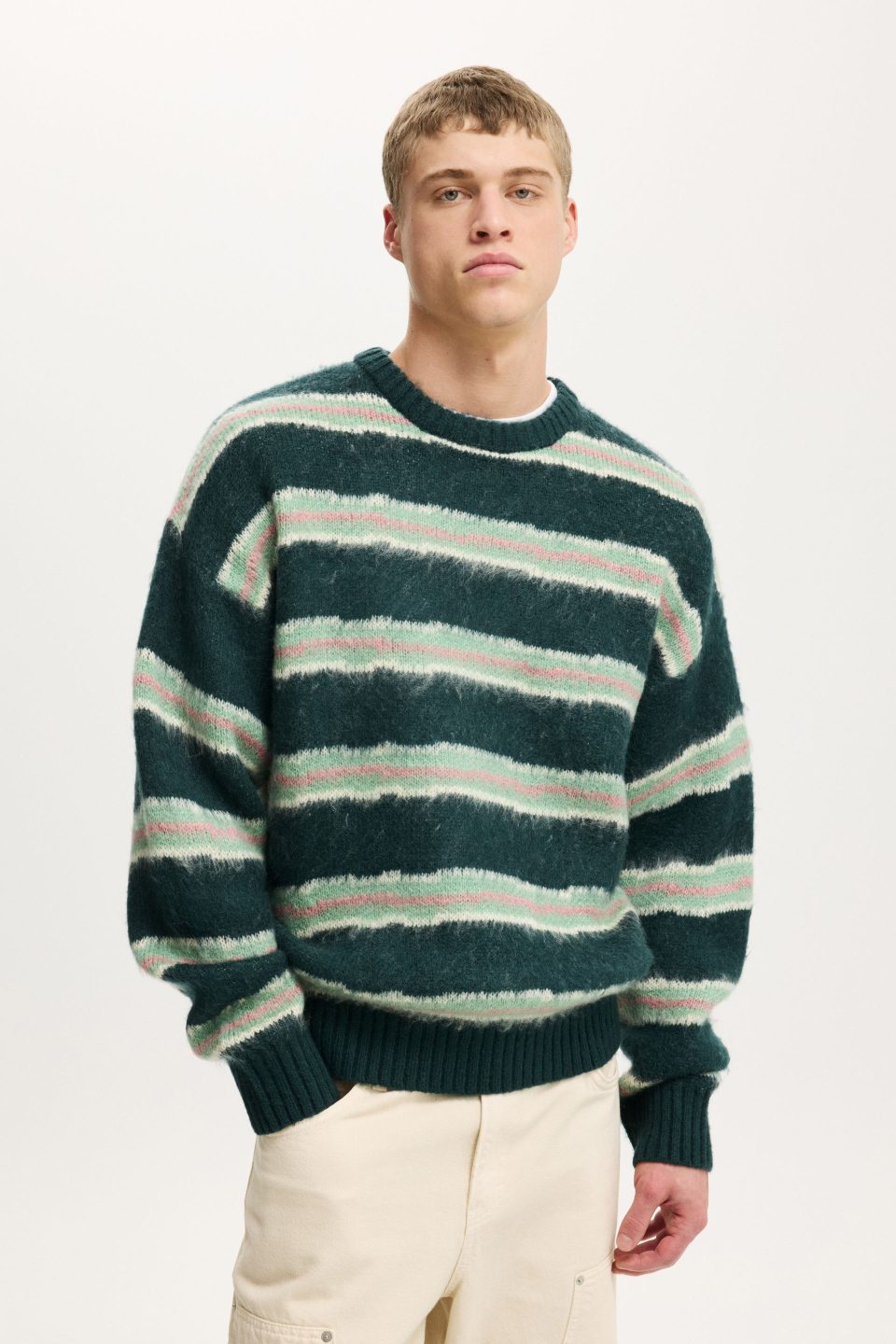 Box Fit Fuzzy Crew Knit