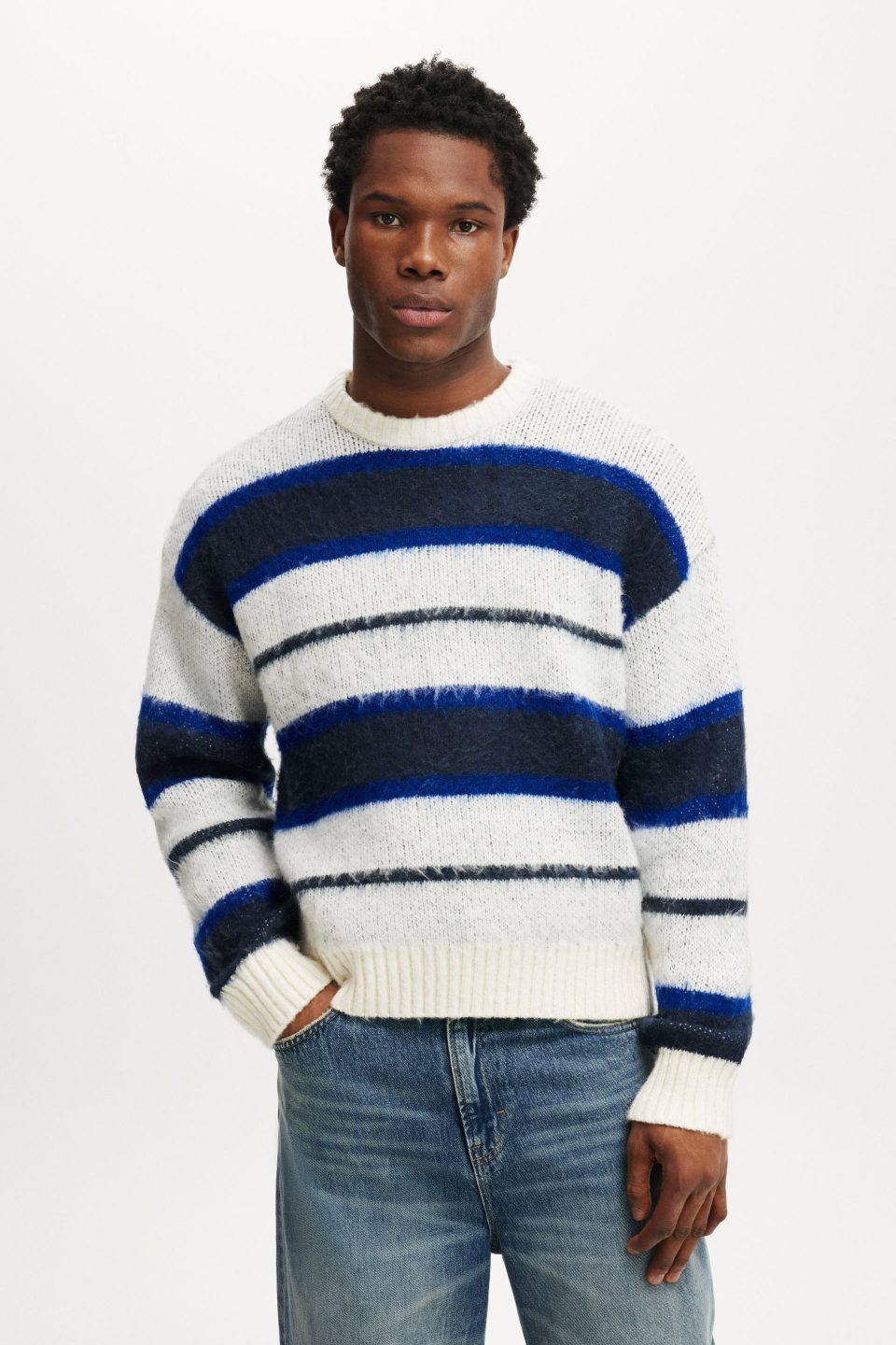 Box Fit Fuzzy Crew Knit