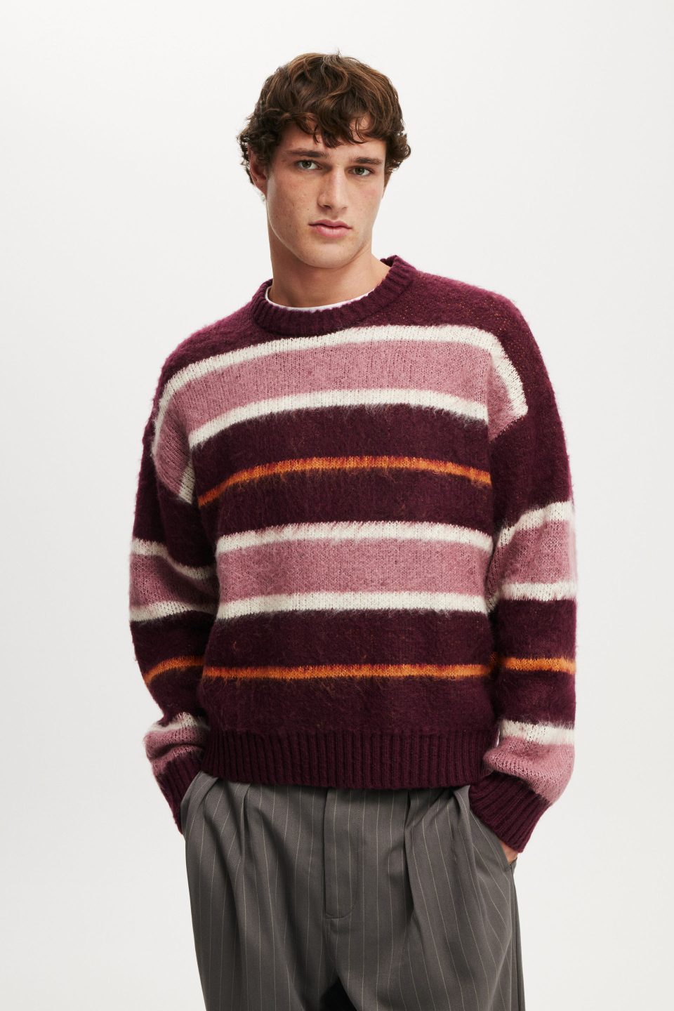 Box Fit Fuzzy Crew Knit