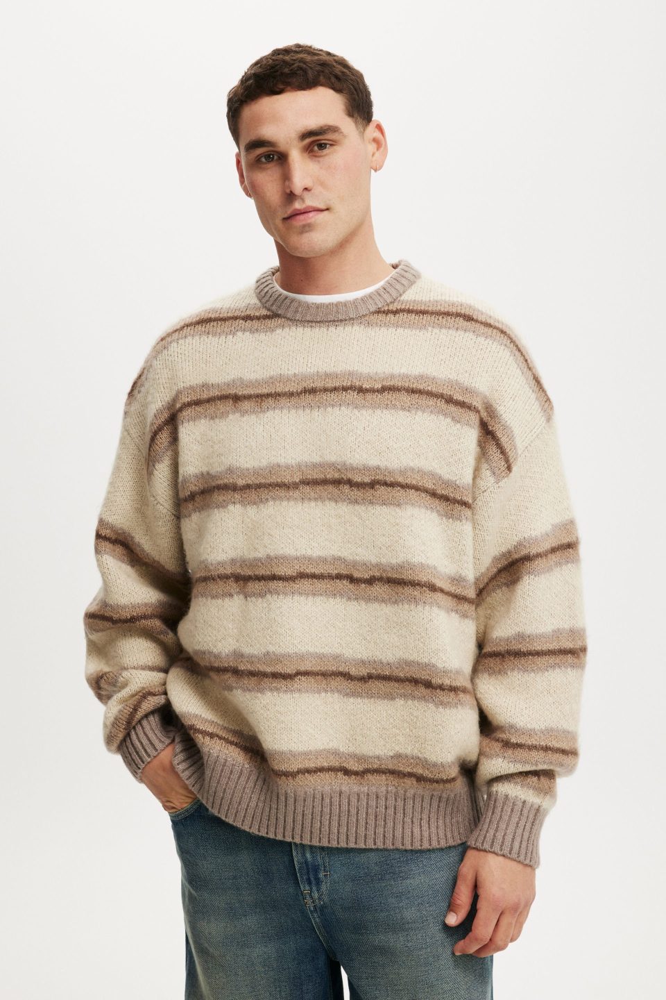 Box Fit Fuzzy Crew Knit