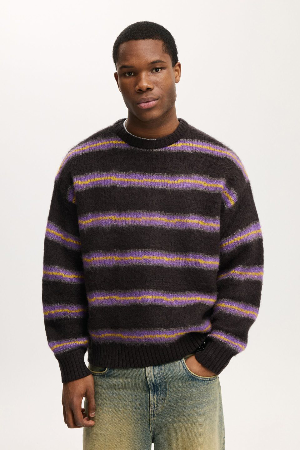 Box Fit Fuzzy Crew Knit