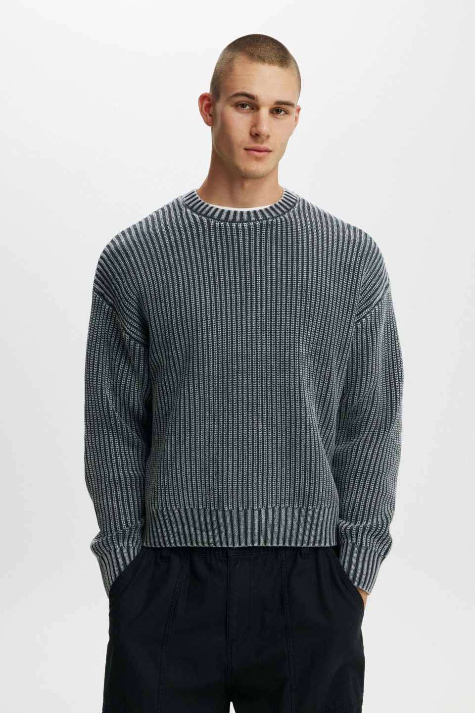 Washed Box Fit Crew Knit