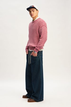 Washed Box Fit Crew Knit