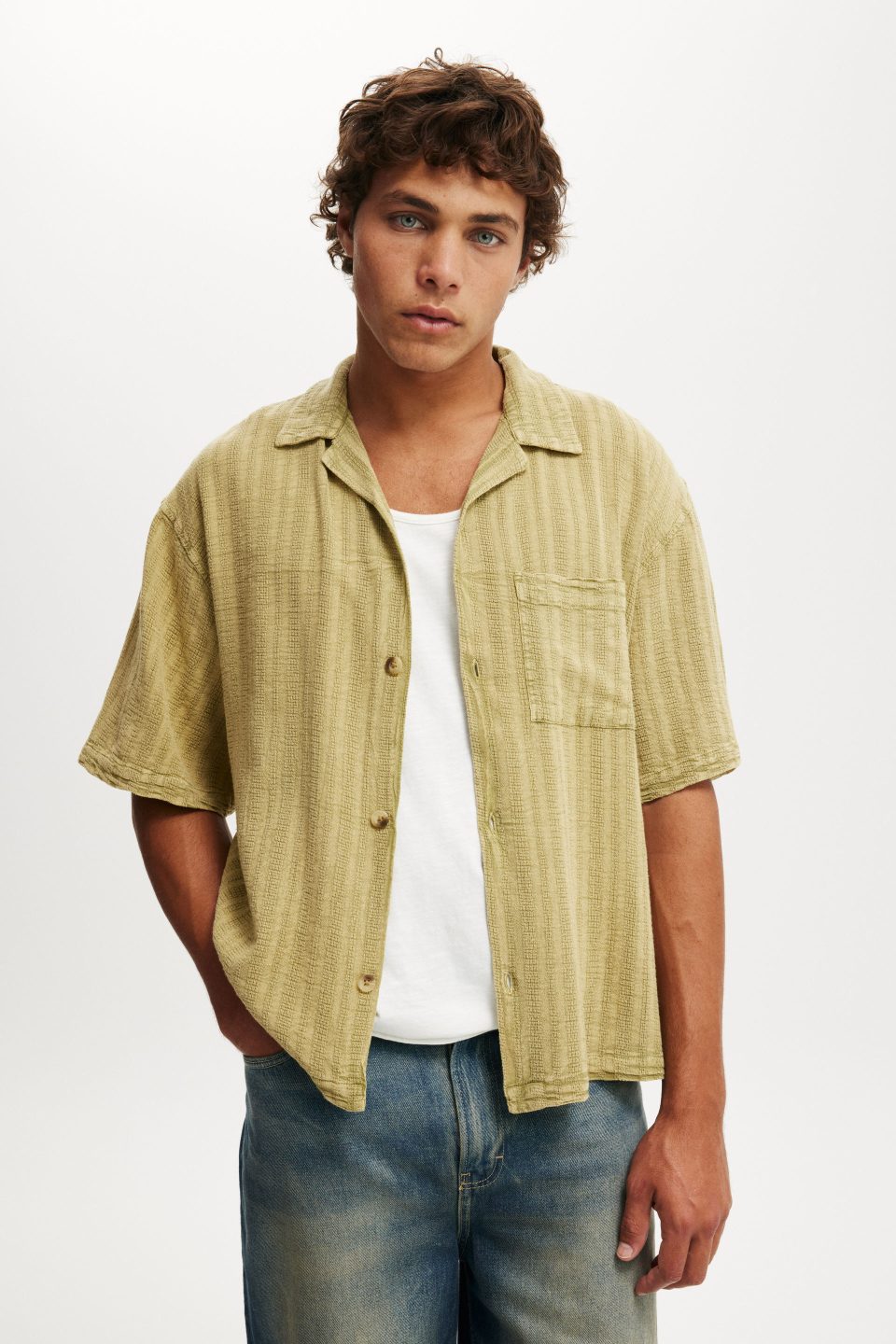 Washed Box Fit Short Sleeve Shirt