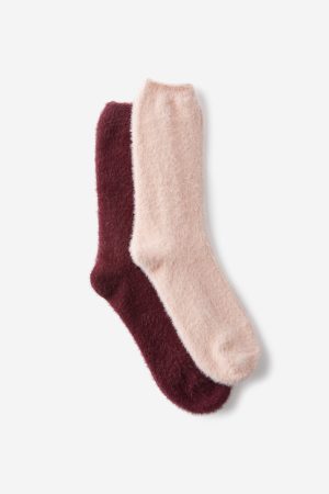 Fluffy Crew Sock 2Pk
