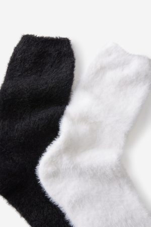 Fluffy Crew Sock 2Pk