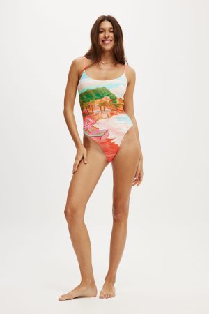 Thin Strap Low Scoop One Piece Cheeky