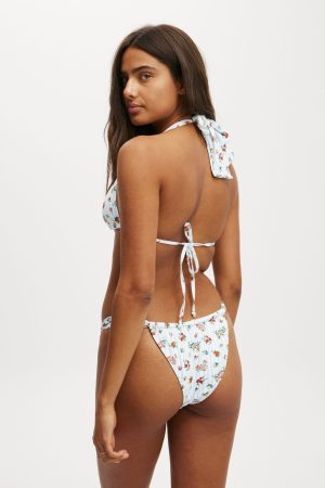 Gathered Thick Strap Brazilian Bikini Bottom