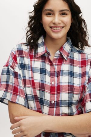 Flannel Boyfriend Short Sleeve Shirt