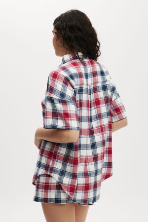 Flannel Boyfriend Short Sleeve Shirt