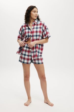 Flannel Boyfriend Short Sleeve Shirt