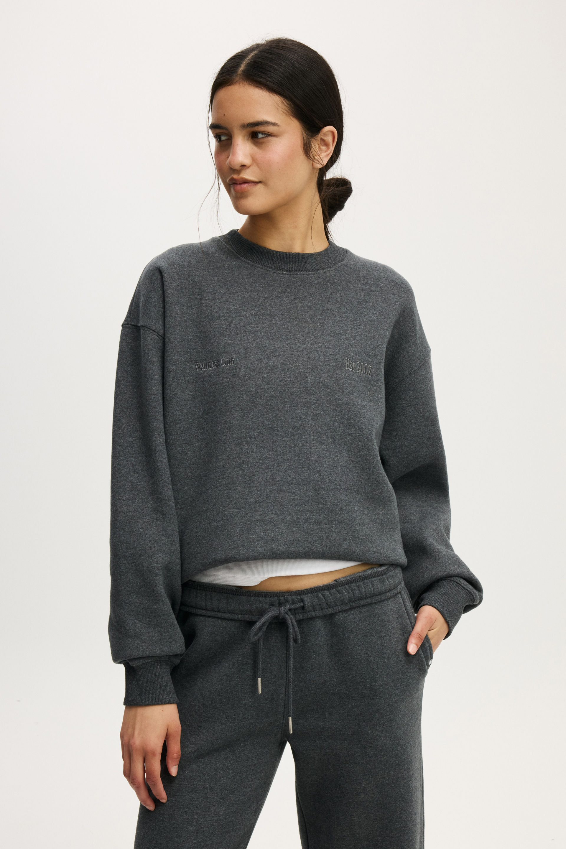 Plush Graphic Crew Sweatshirt