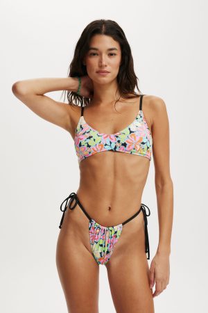 Thin Strap Gathered Brazilian Bikini Bottom
