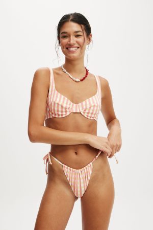 Thin Strap Gathered Brazilian Bikini Bottom