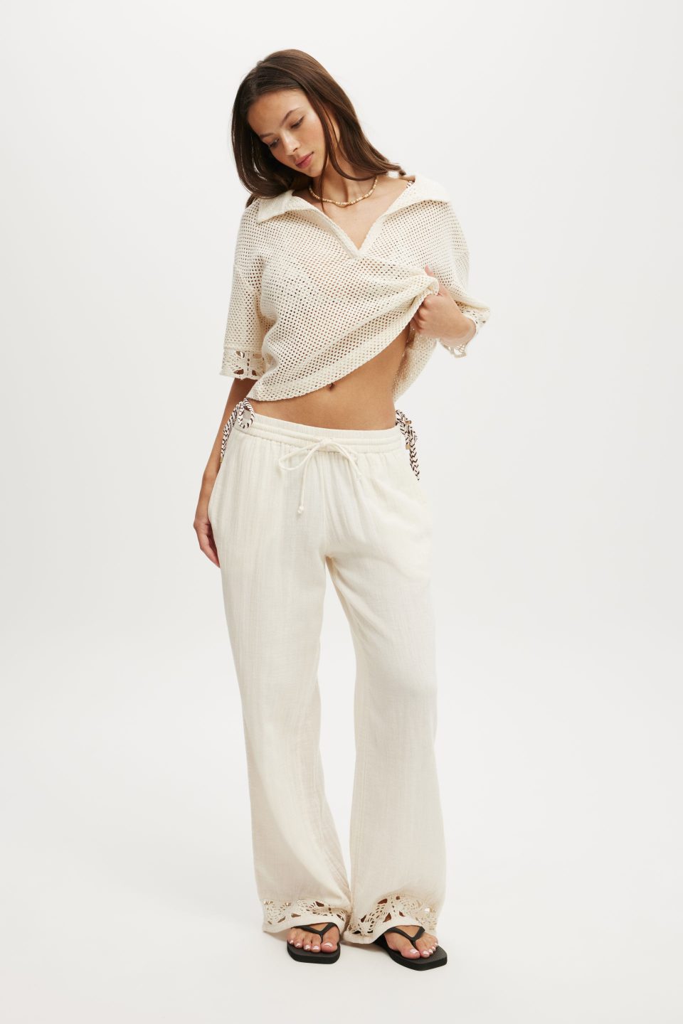 Woven Wide Leg Beach Pant