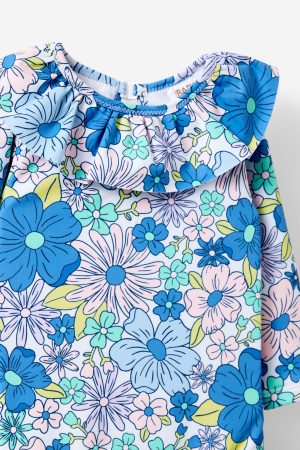 Bonnie Long Sleeve Ruffle One Piece (Keyhole Back)