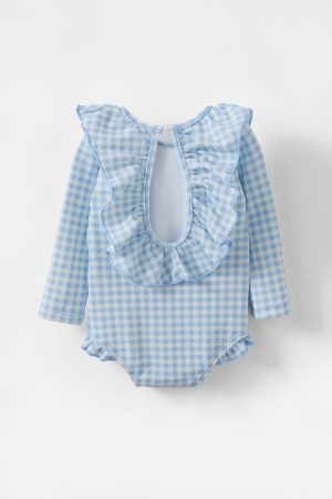 Bonnie Long Sleeve Ruffle One Piece (Keyhole Back)