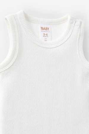 Organic Pointelle Sleeveless Bubbysuit